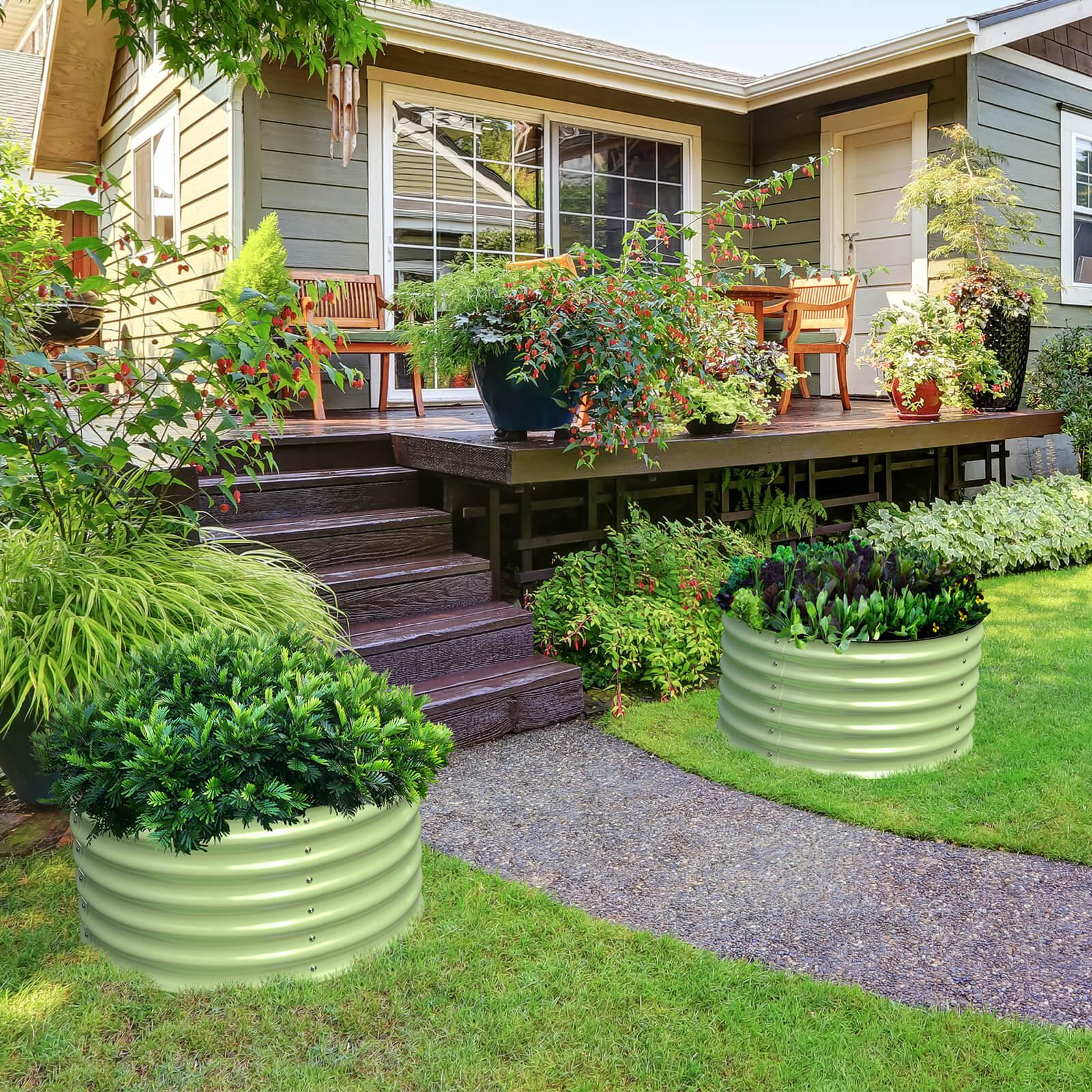 Olle Gardens 17″ Tall, 24″ Round Pair Raised Garden Beds , (2) per set